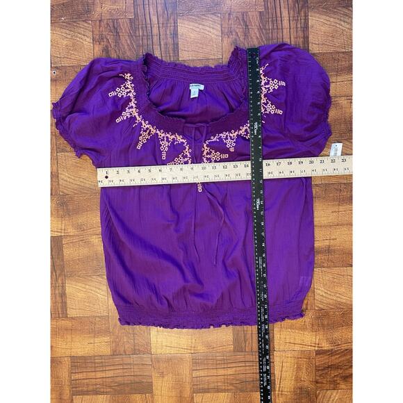 Old Navy Shirt Womens Size XL NEW Purple Cotton Gauzey Embroidered Boho Peasant - Picture 7 of 7